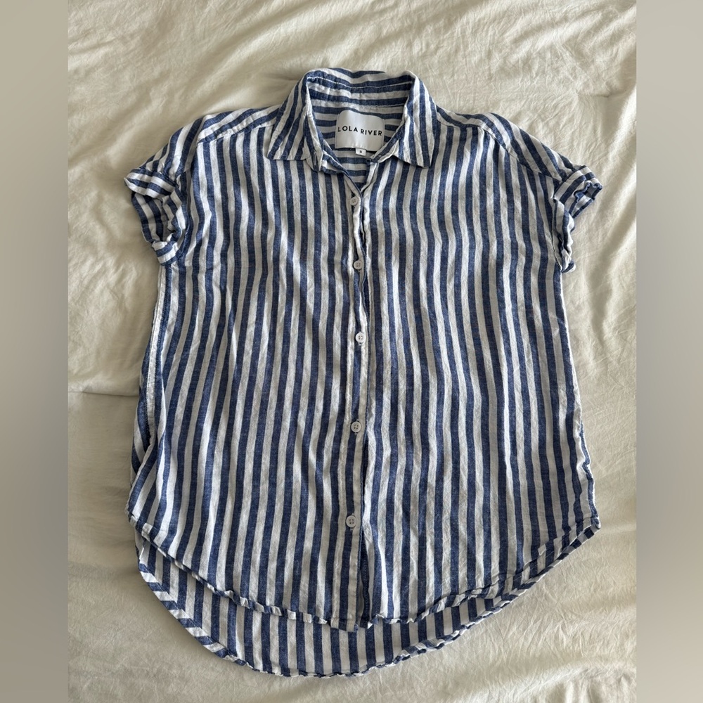 Lola Rive Blue and White Striped Shirt